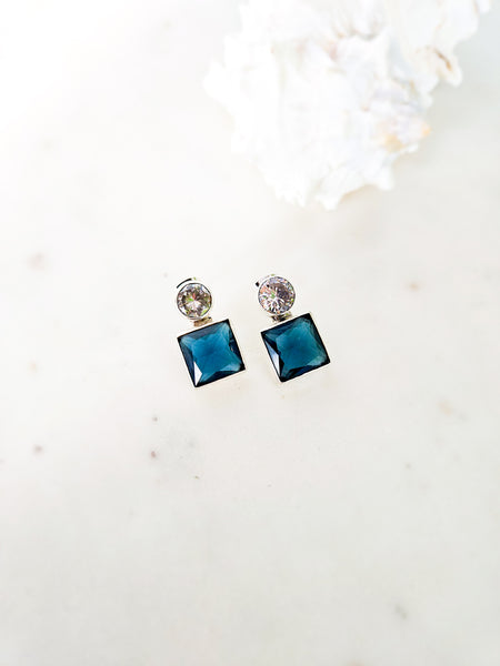 Blue and Crystal Earrings Square - HD Jewellery